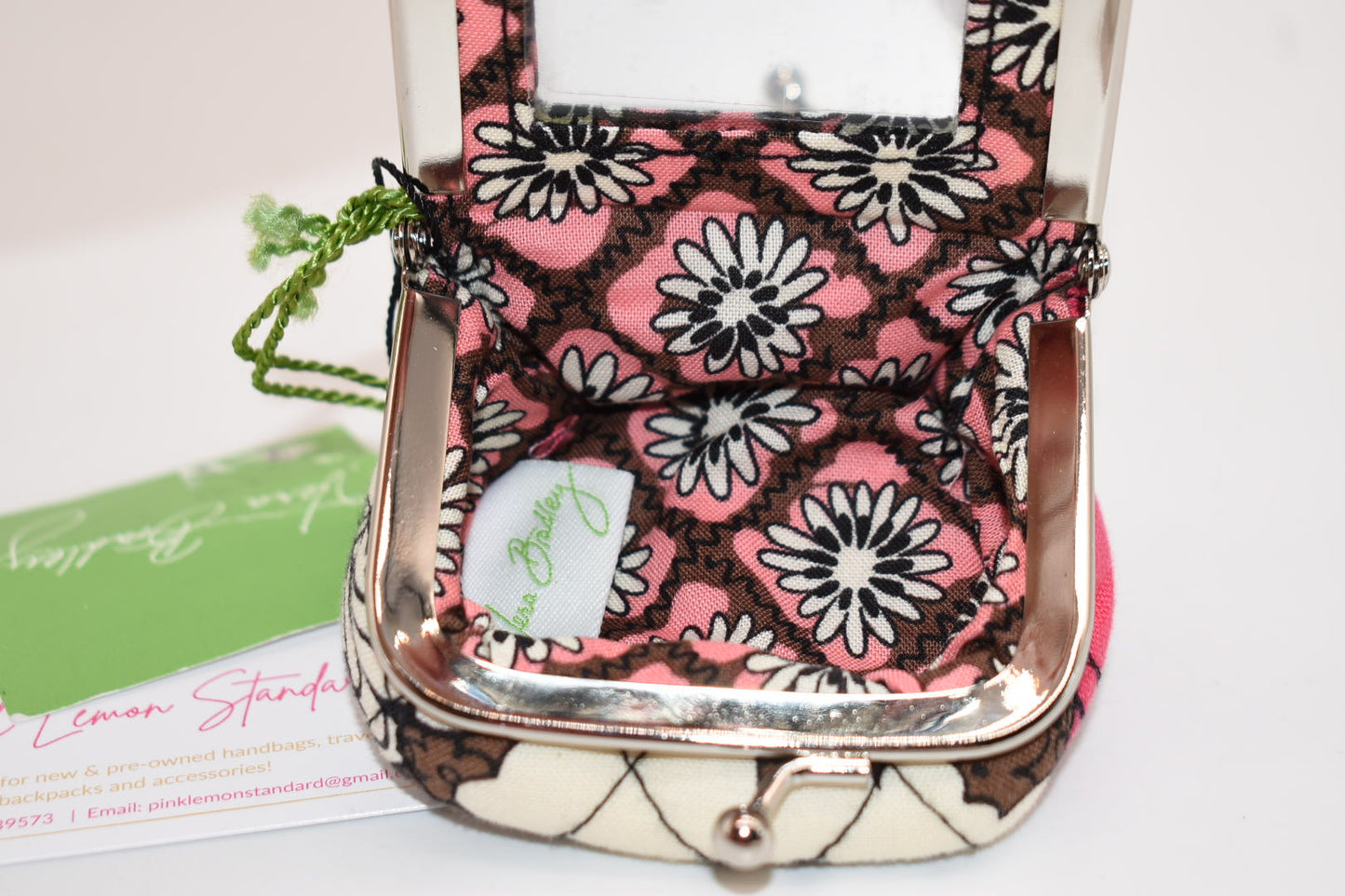 Vera Bradley Kisslock Contact Case Pouch in "Mocha Rouge" Pattern