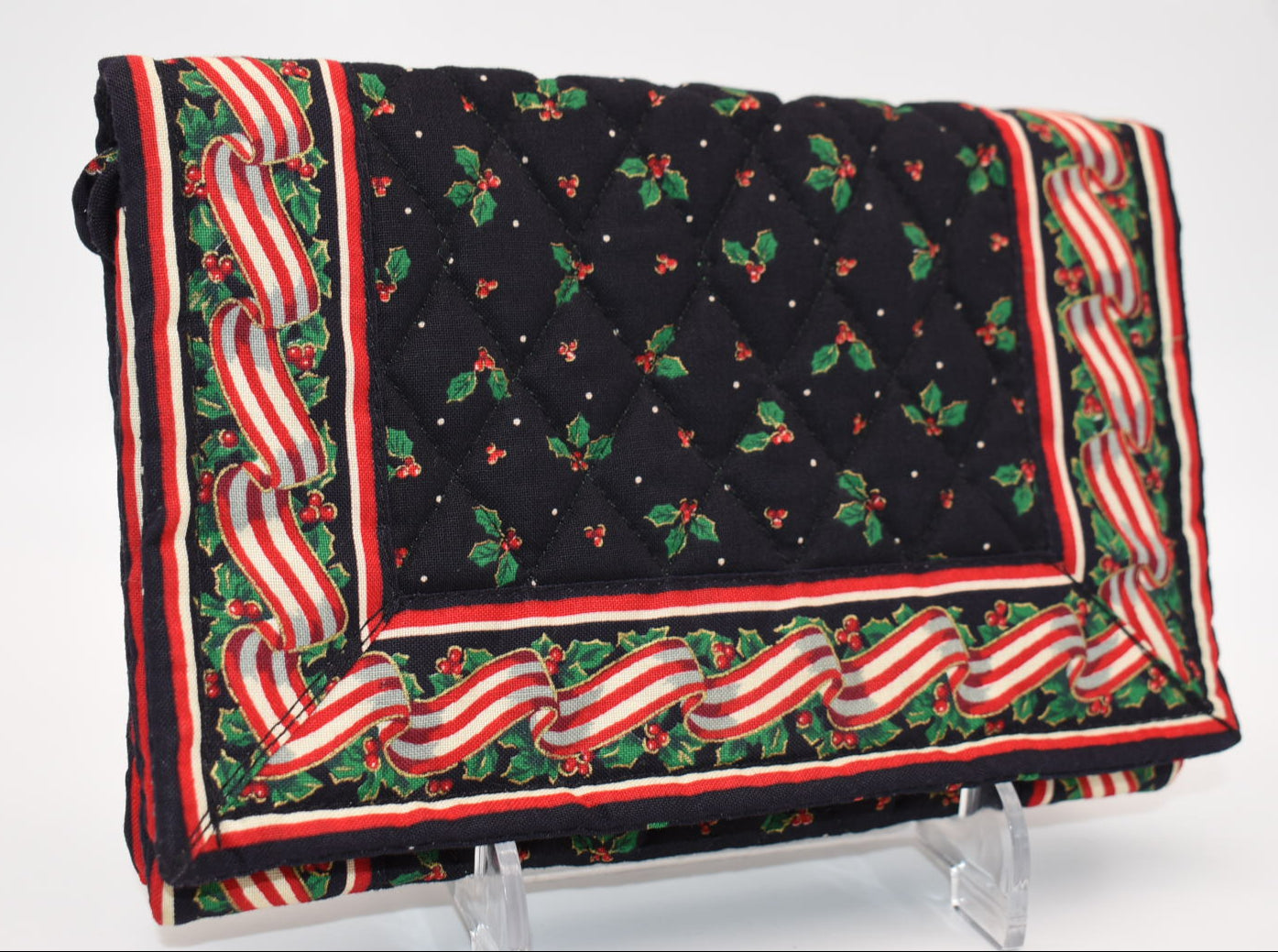 Vintage Vera Bradley Elite Crossbody Bag in "Holly & Ribbons" Pattern