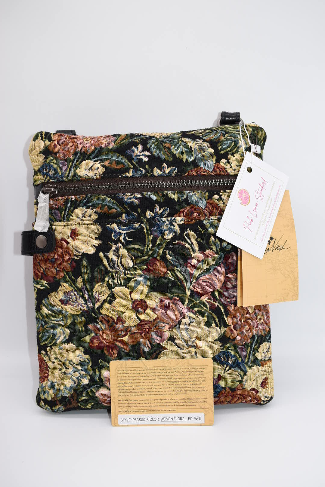 Patricia Nash Prizzi Leather Crossbody Bag in Woven Floral Tapestry