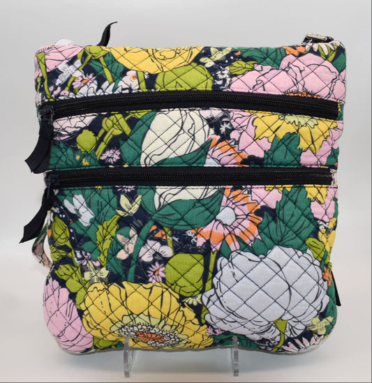 Vera Bradley Triple Zip Crossbody Bag in "Bloom Boom" Pattern