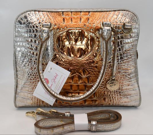 Brahmin Marissa Satchel Bag in Metallic Macchiato Ombre Melbourne
