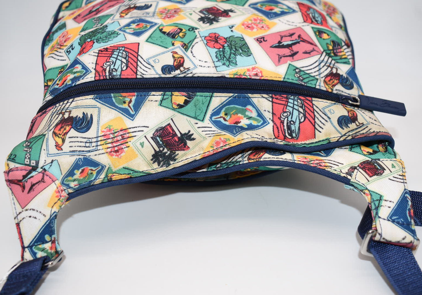 Vera Bradley Reactive Double Pocket Crossbody Bag in "Cuban Stamps" Pattern