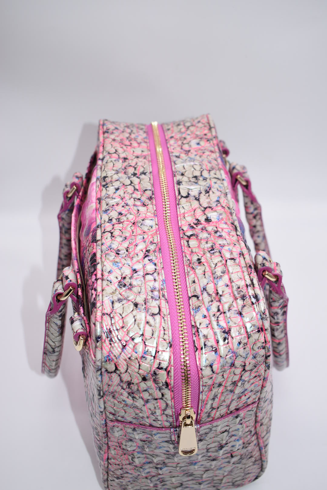 Brahmin Marissa Satchel Bag in Pink Cobra Ombre