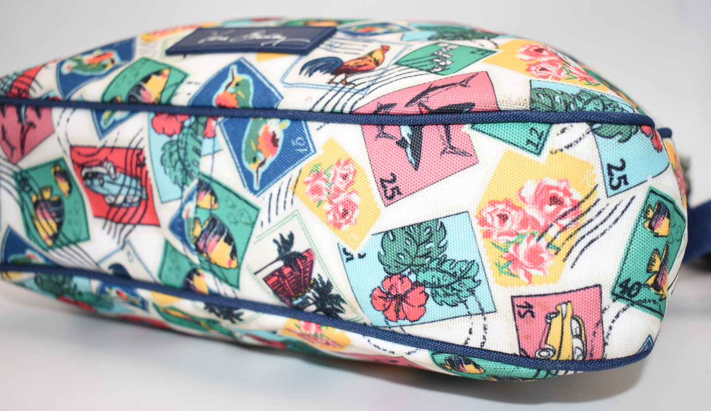 Vera Bradley Reactive Double Pocket Crossbody Bag in "Cuban Stamps" Pattern