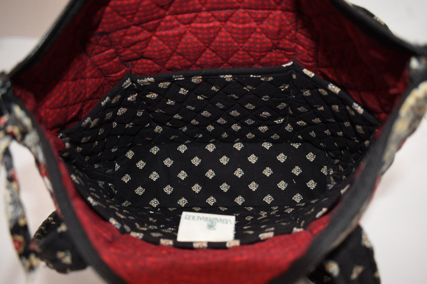 Vera Bradley Little Villager Tote Bag in "Classic Black" Pattern