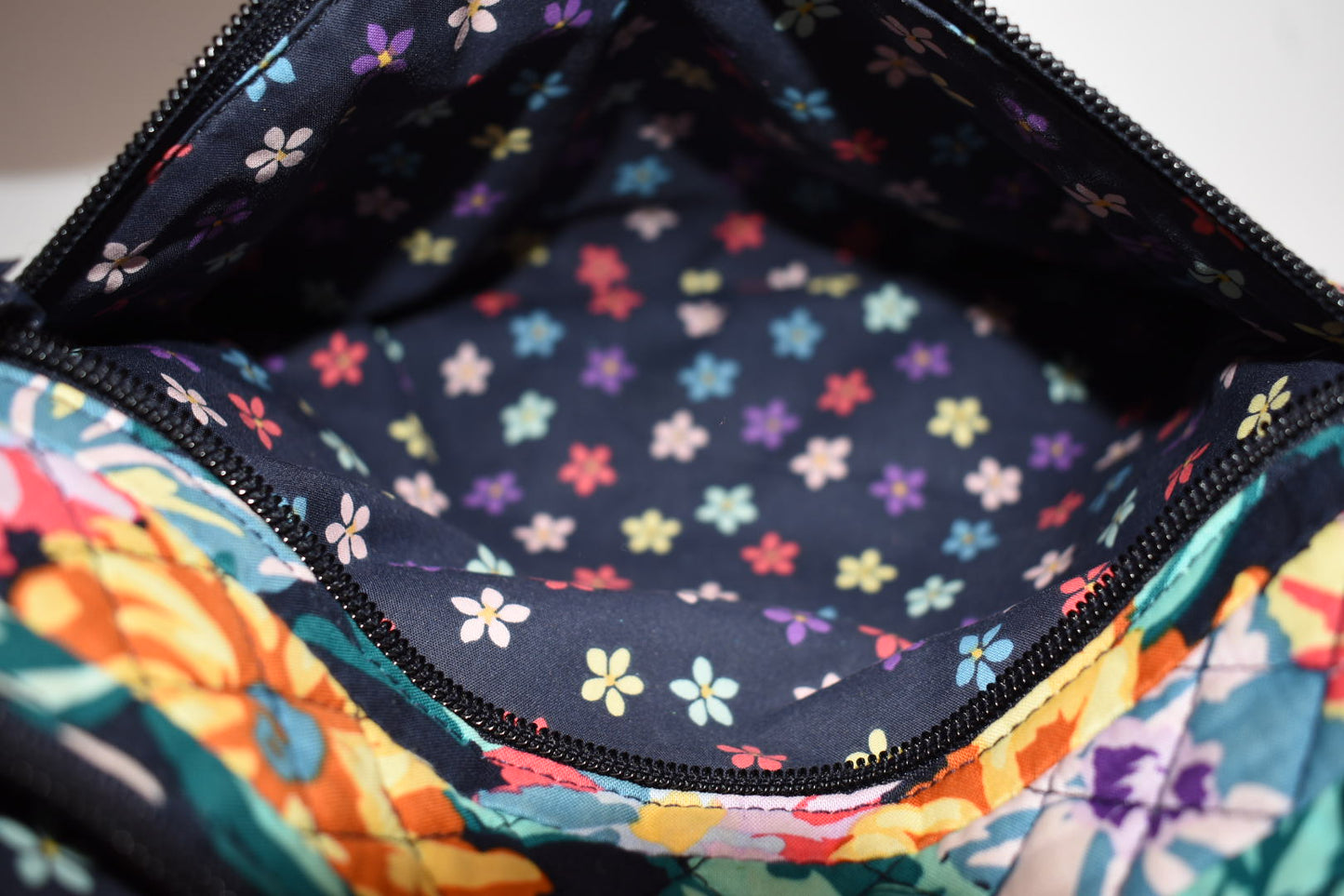 Vera Bradley Triple Zip Crossbody Bag in "Happy Blooms" Pattern