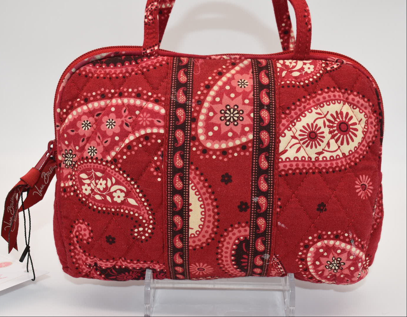 Vera Bradley Quilted Cosmetic Bag in "Mesa Red Paisley" Pattern