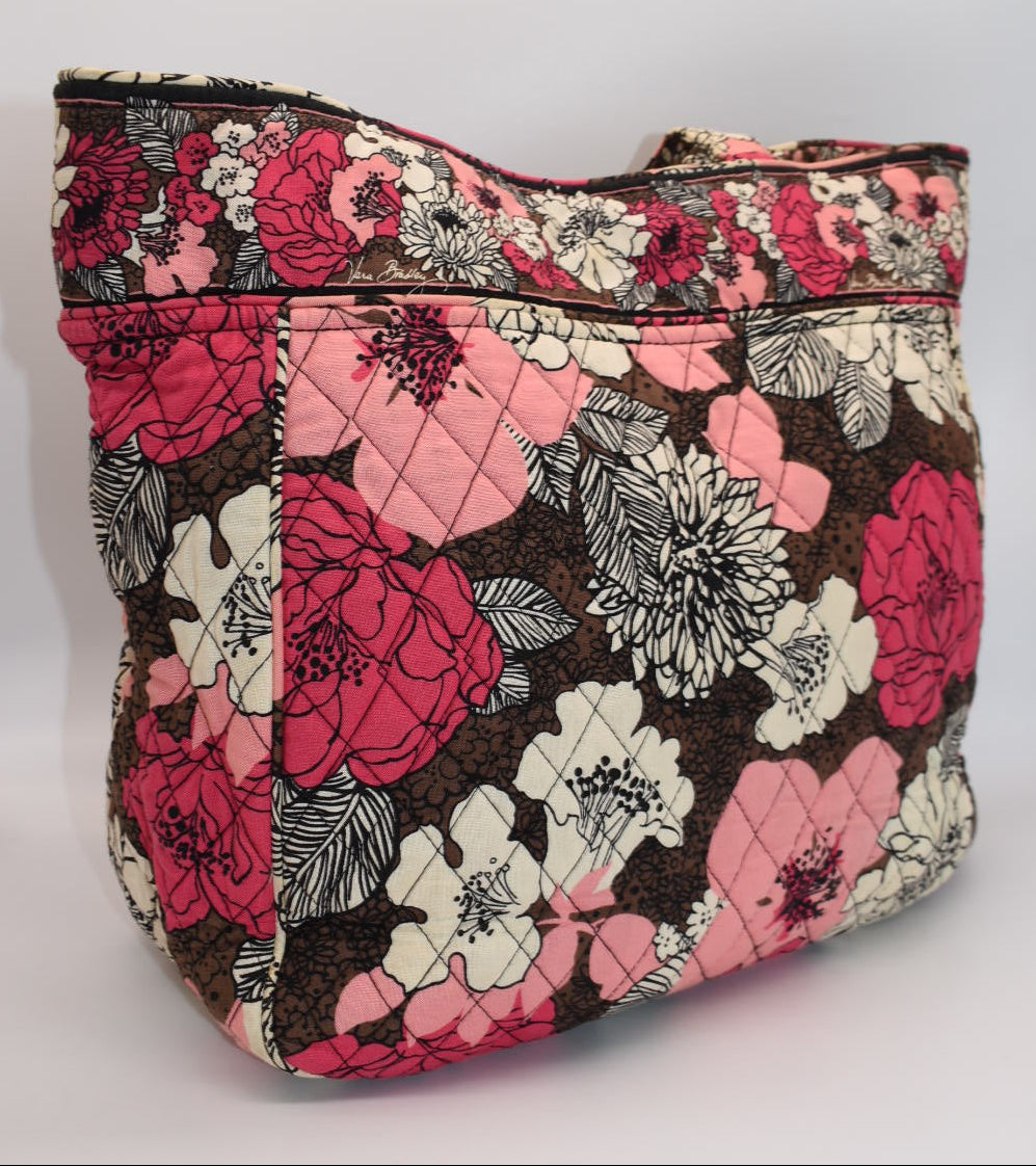 Vera Bradley Shoulder Tote Bag in "Mocha Rouge" Pattern