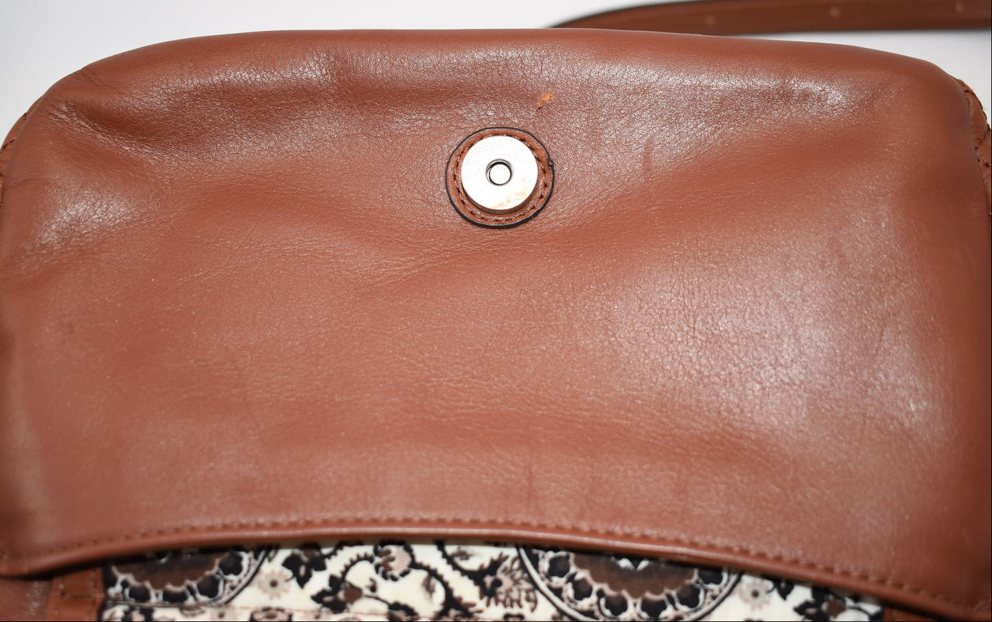 Vera Bradley Carson Leather Crossbody Shoulder Bag in Cognac Brown
