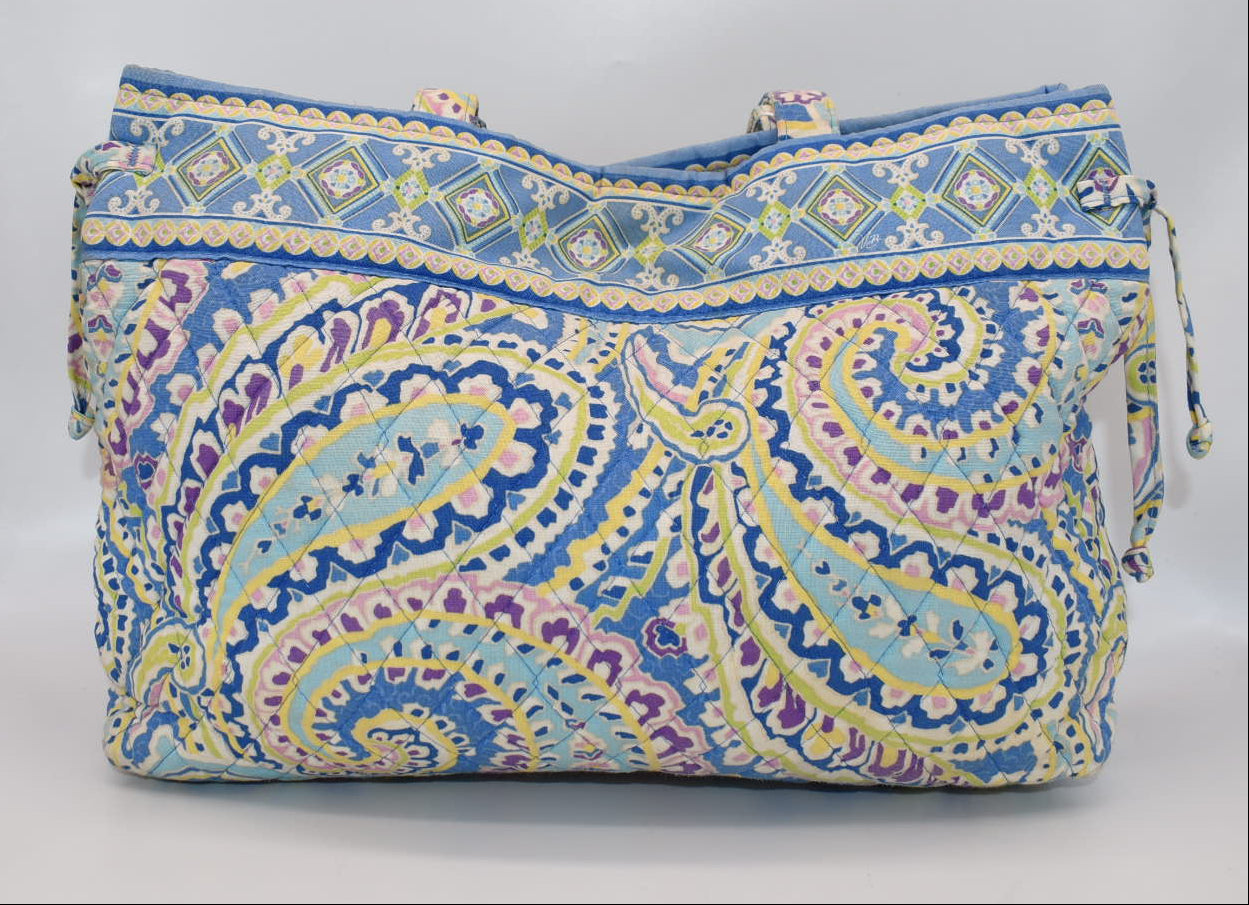 Vera Bradley East/West Tassel Tote Bag in "Capri Blue" Pattern