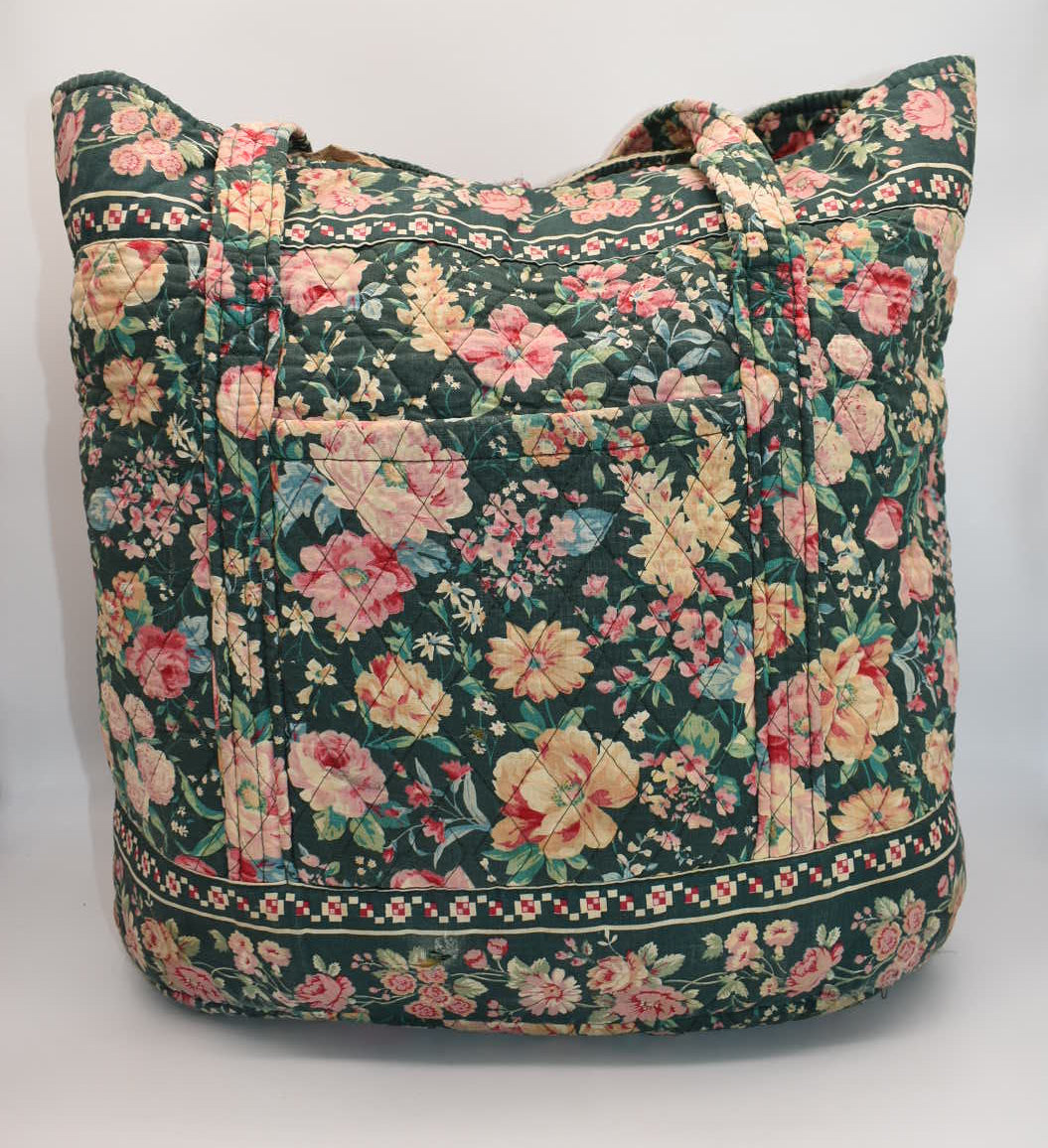 Vintage Vera Bradley Large Vera Tote Bag in "Springtime" Pattern