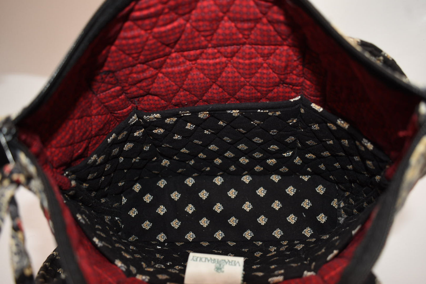 Vera Bradley Little Villager Tote Bag in "Classic Black" Pattern