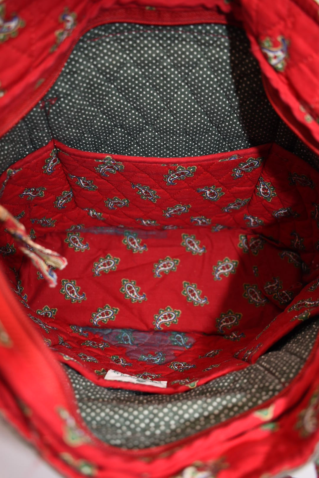 Vintage Vera Bradley Villager Tote Bag in "Red- 1991" Pattern