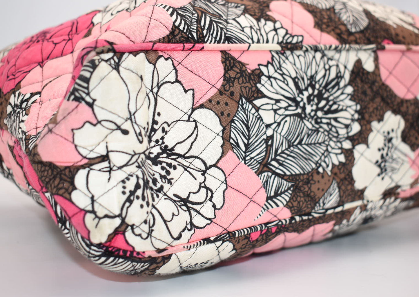 Vera Bradley East West Tote Bag "Mocha Rouge" Pattern