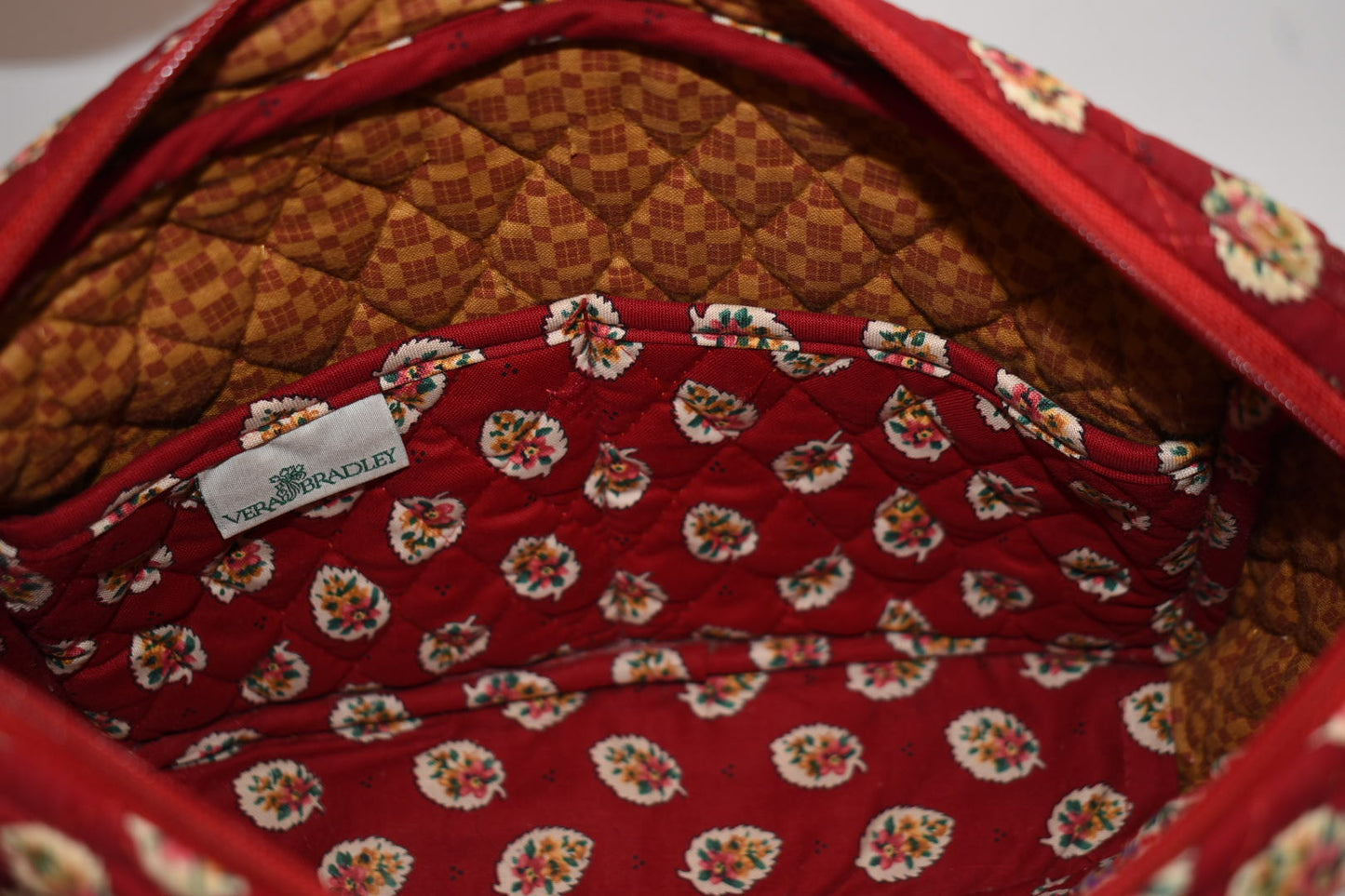 Vintage Vera Bradley East West Crossbody Bag in "Red Leaf - 1997" Pattern