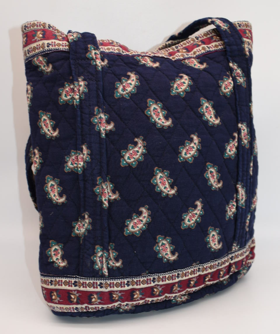 Vintage Vera Bradley Small Tote Bag in "Navy-1991" Pattern