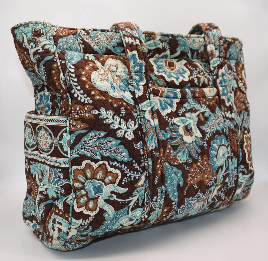 Vera Bradley Travel Zip Tote Bag in "Java Blue" Pattern
