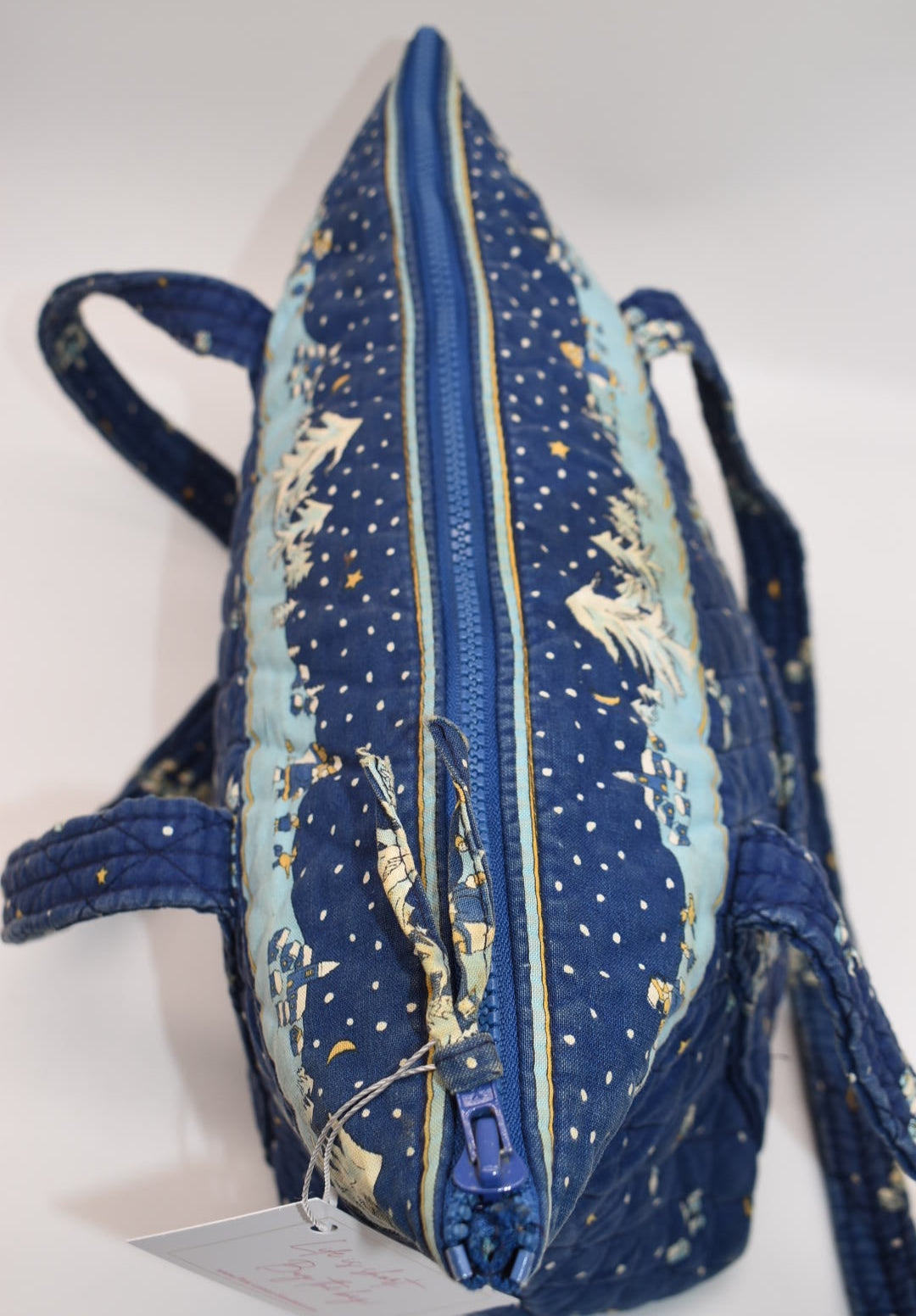 Vera Bradley Large Paddy Tote Bag in "Blue Christmas-1997" Pattern