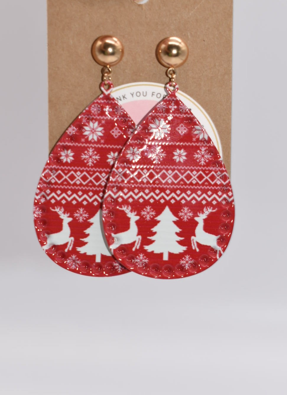 Seasonal Earrings: Christmas Snowflake & Elk Drop Earrings