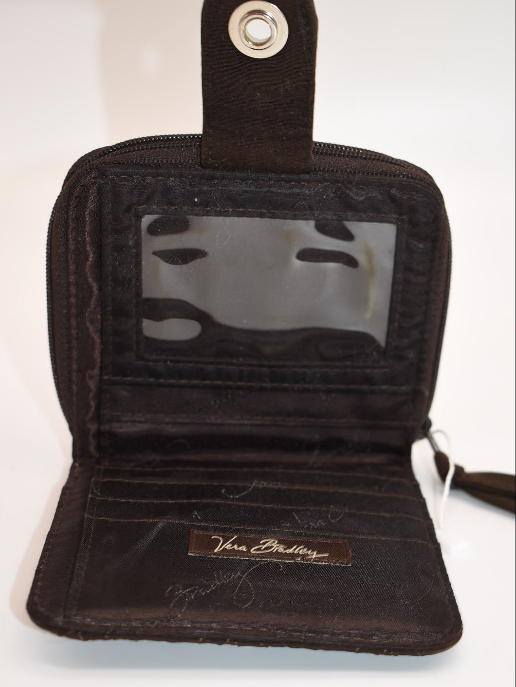 Vera Bradley Microfiber Mini Zip Wallet in Espresso
