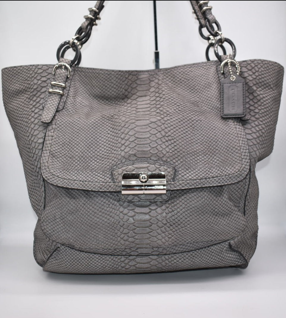 COACH Pinnacle Kristin Embossed Python Leather Tote Bag