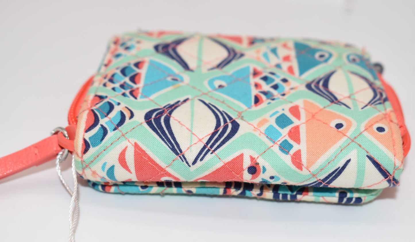 Vera Bradley RFID Compact Wallet in "Go Fish - Coral" Pattern