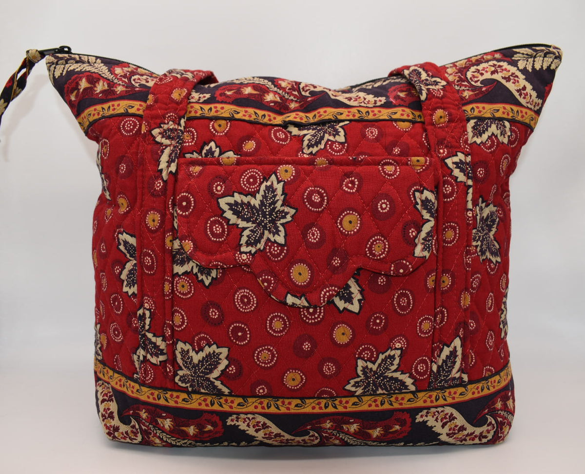 Vintage Vera Bradley Villager Tote Bag in "Red Coin -1999" Pattern