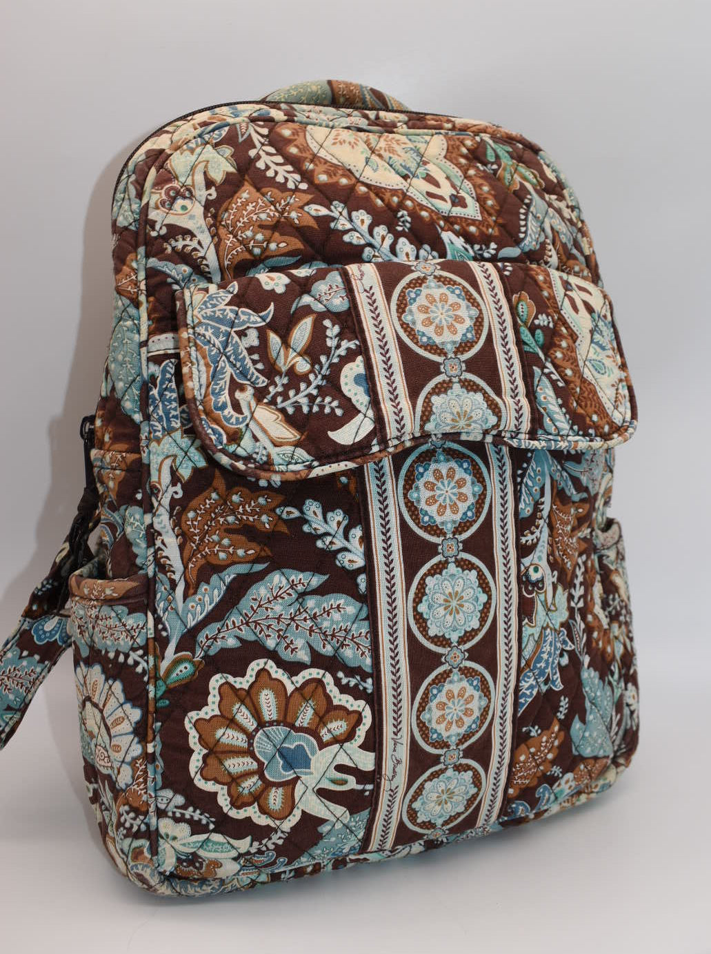 Vera Bradley Small Quilted Cotton Backpack in "Java Blue" Pattern