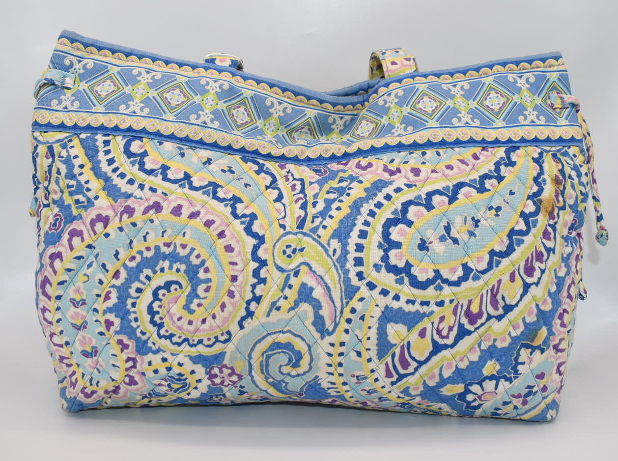 Vera Bradley East/West Tassel Tote Bag in "Capri Blue" Pattern