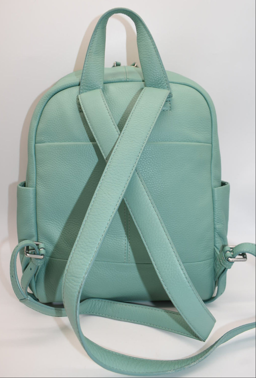 Vera Bradley Leather Carryall Backpack in Mint Green
