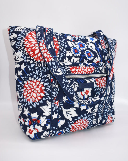 Vera Bradley Small Vera Tote Bag in "Red, White & Blossoms" Pattern