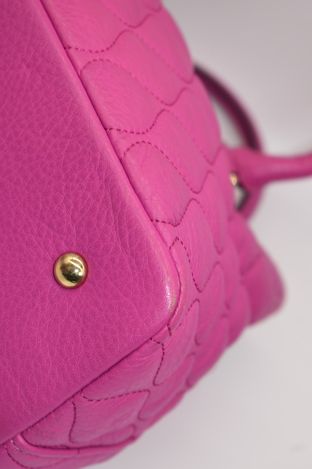 Vera Bradley Large Quilted Leather Emma Satchel Bag in Magenta