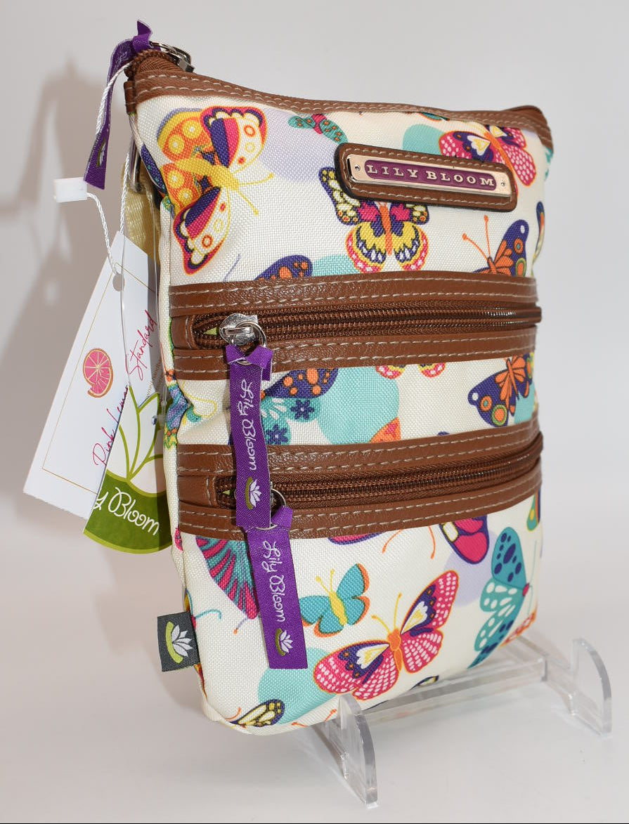 Lily Bloom Eva Multi Section Mini Crossbody Bag in "Butterfly Twister"