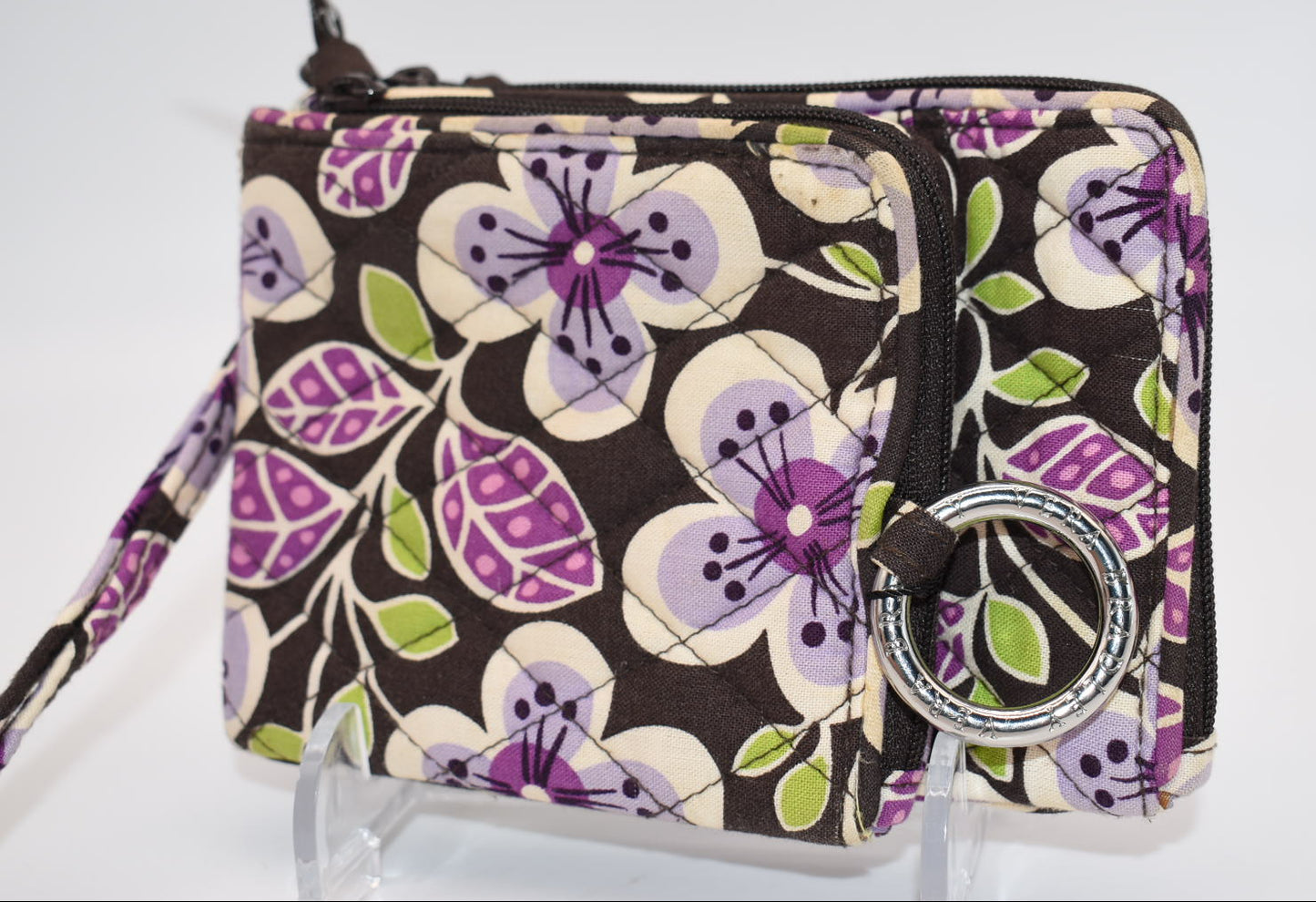Vera Bradley Double ID Wristlet Wallet in "Plum Petals" Pattern