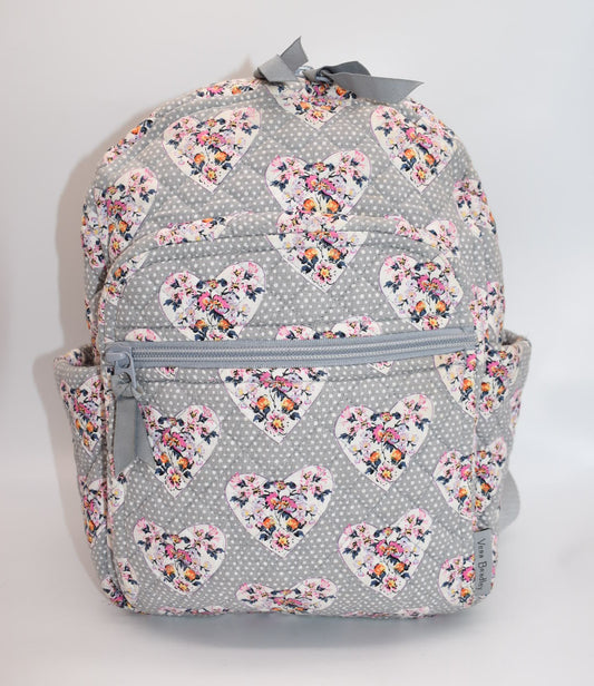 Vera Bradley Small Quilted Cotton Backpack in "Mon Amour Gray" Pattern