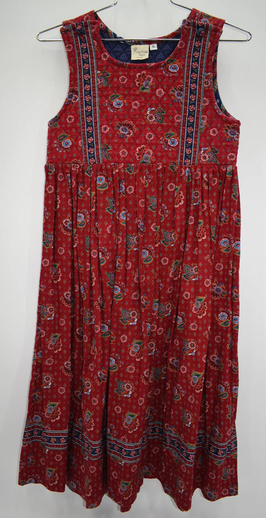 Vintage Vera Bradley XL Kid's Quilted Dress in "Provincial Red -1986" Pattern