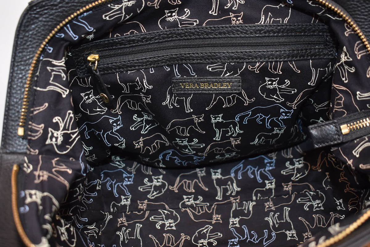 Vera Bradley Large Stella Satchel Bag in Leather & Calf Hair - Cheetah Black