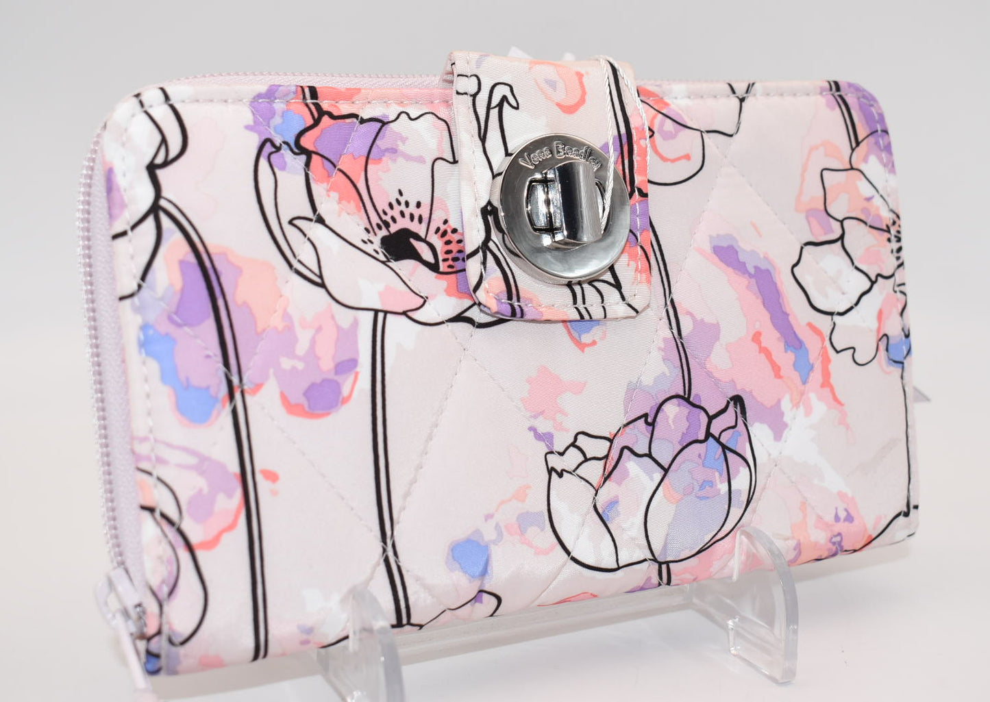 Vera Bradley Ultralight RFID Turnlock Wallet in "Anemone Watercolor" Pattern