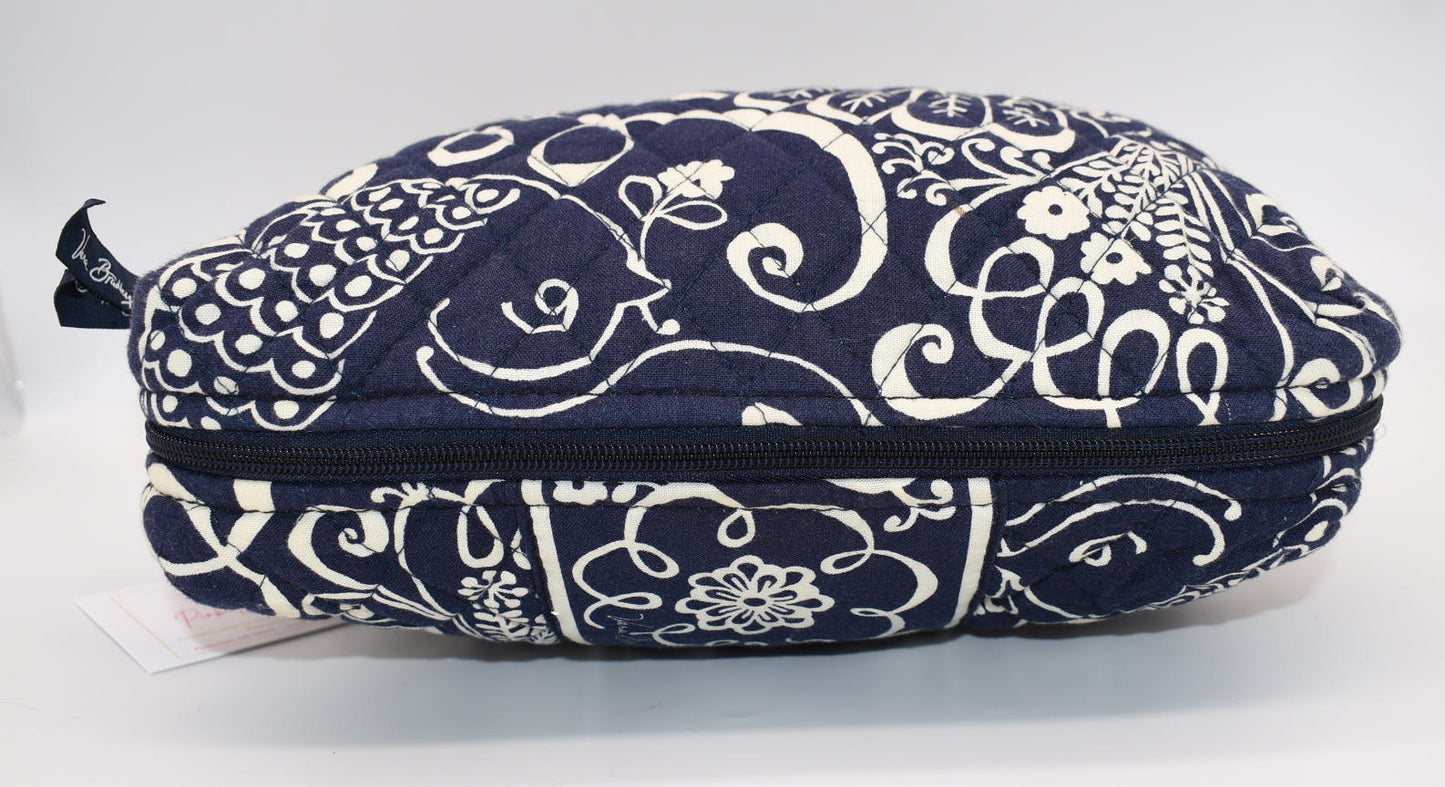 Vera Bradley Large Cosmetic Travel Bag in "Twirly Birds - Navy" Pattern