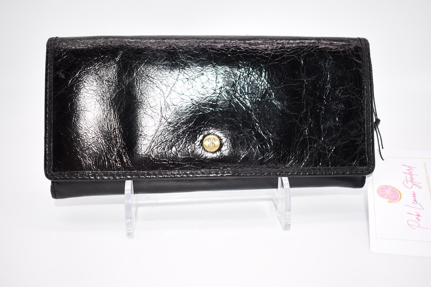 HOBO Rider Leather Wallet in Glossy Black