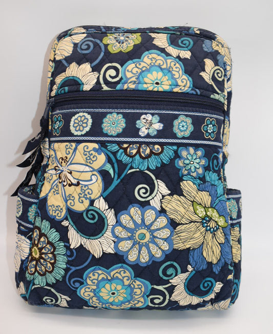 Vera Bradley Small Quilted Cotton Backpack in "Mod Floral- Blue" Pattern