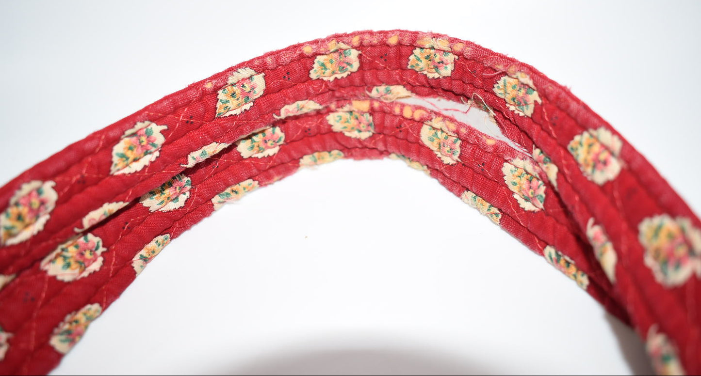 Vintage Vera Bradley Large Vera Tote Bag in "Red Leaf" Pattern