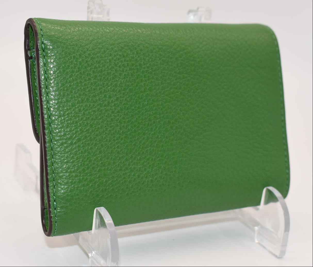 Tory Burch Kira Pebbled Medium Flap Wallet in Poblano Green