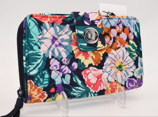 Vera Bradley RFID Turnlock Wallet in "Happy Blooms" Pattern