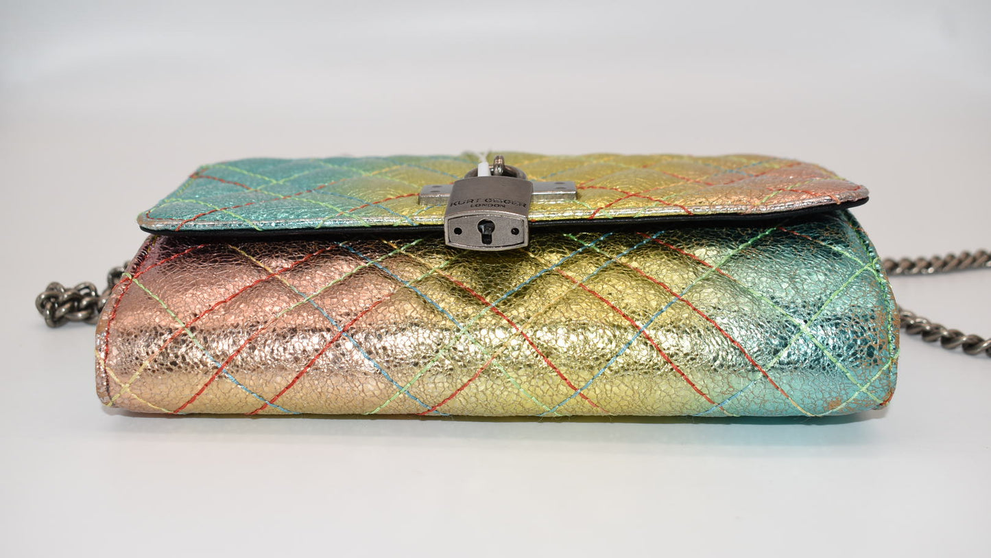 Kurt Geiger Brixton Metallic Rainbow Wallet on a Chain