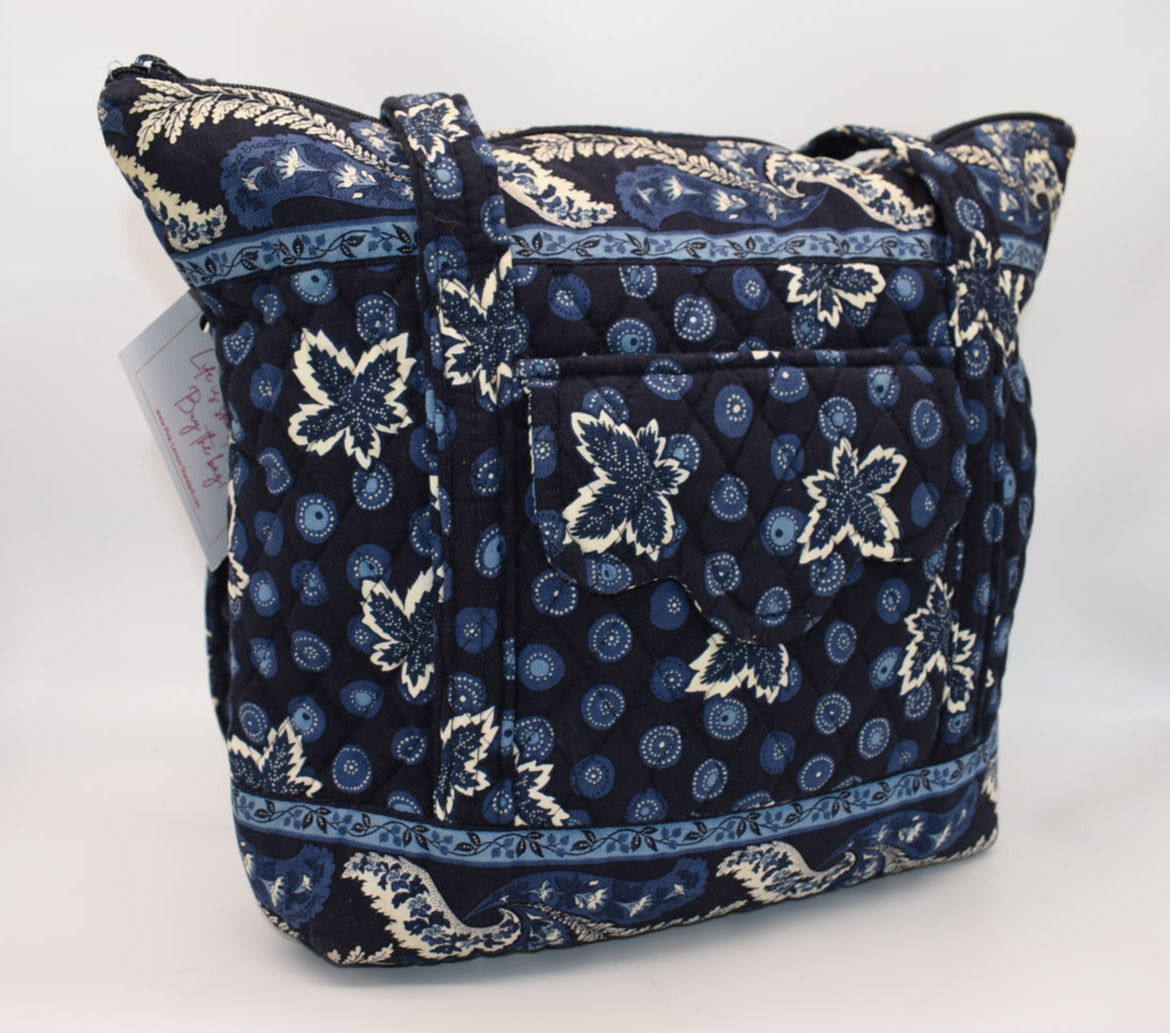 Vera Bradley Villager Tote Bag in "Blue Coin-2003" Pattern