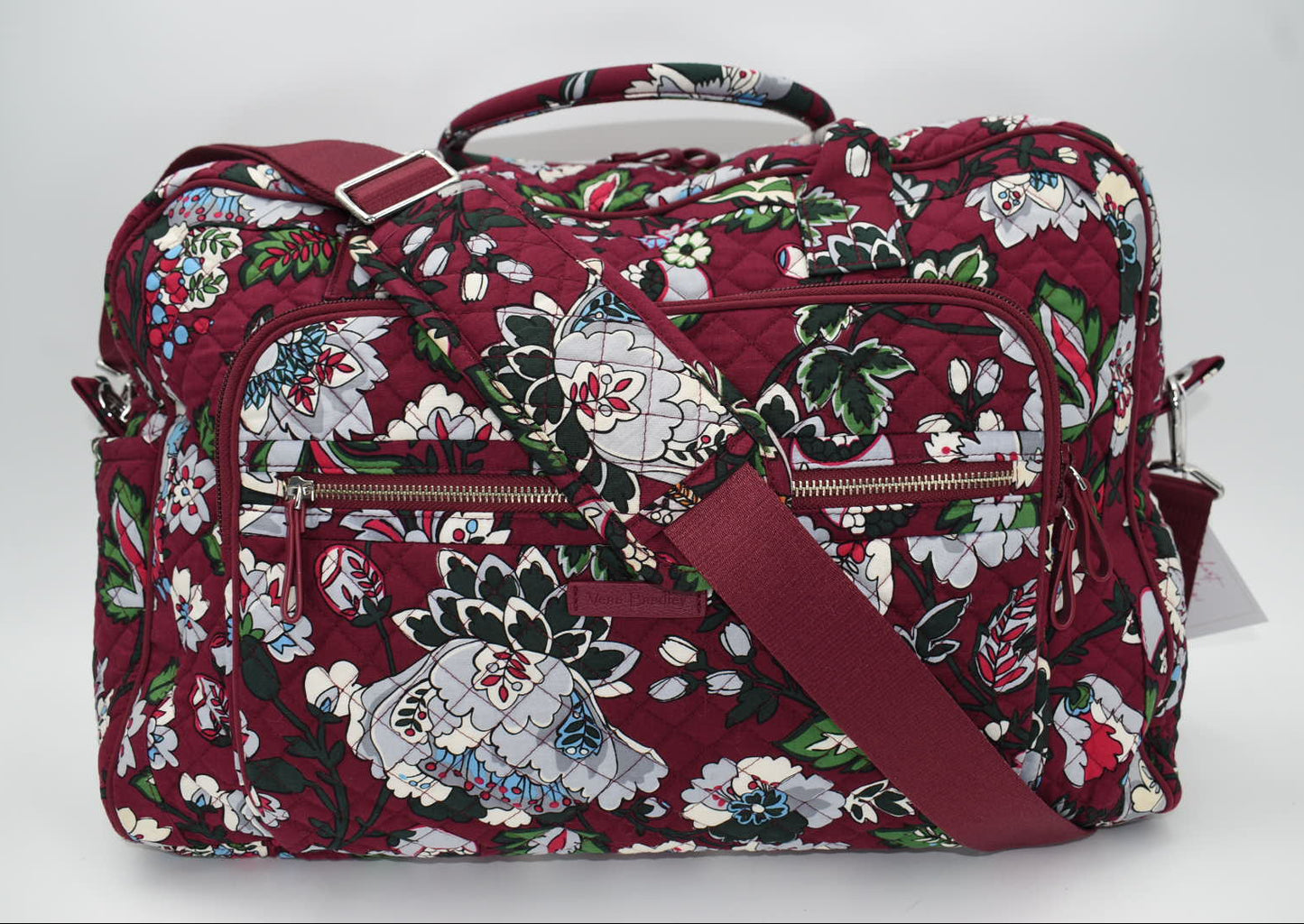 Vera Bradley Iconic Weekender Travel Bag in "Bordeaux Blooms" Pattern
