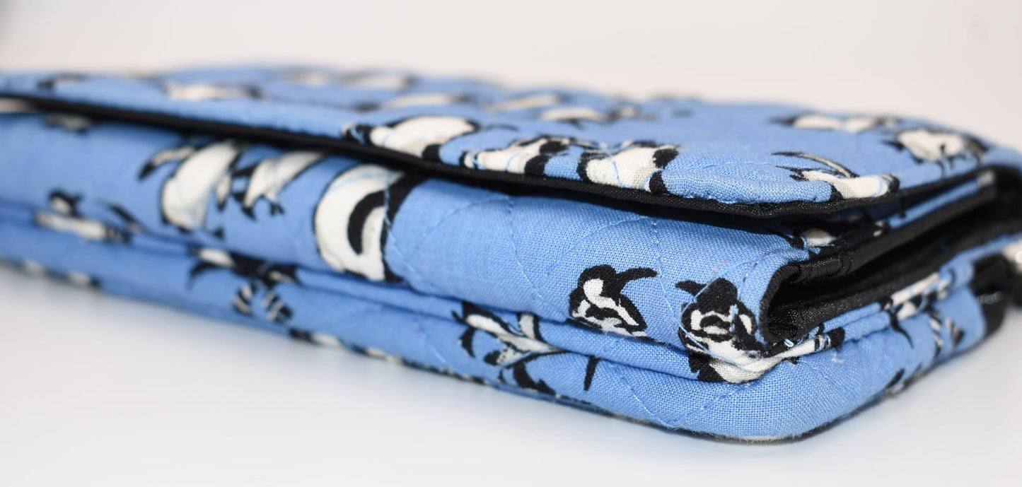 Vera Bradley Wallet Crossbody Bag in "Playful Penguins - Blue" Pattern