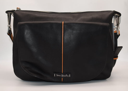 Vera Bradley Gallatin Leather Sidesaddle Convertible Crossbody in Black
