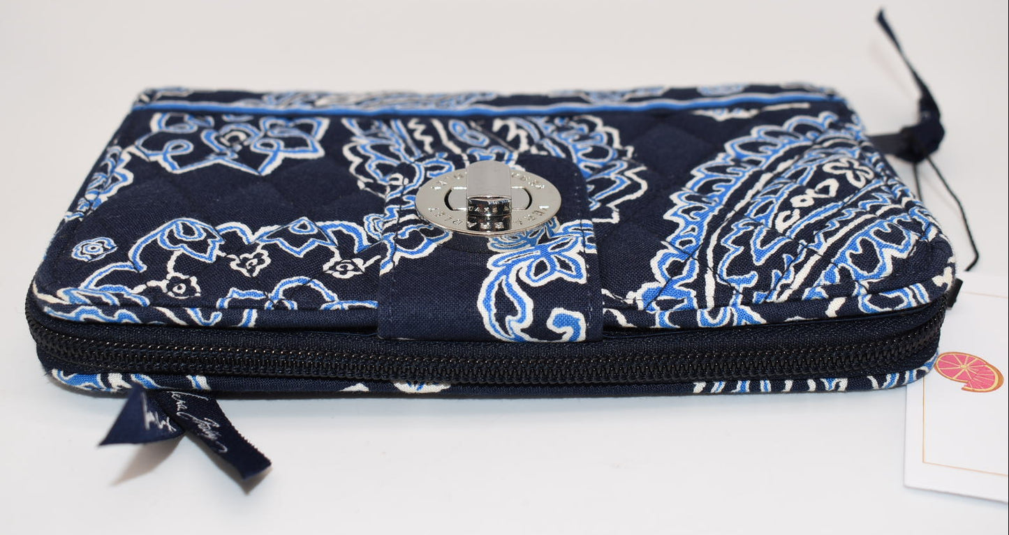 Vera Bradley Turnlock Wallet in "Blue Bandana" Pattern
